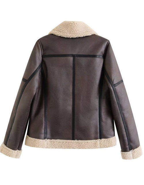 Load image into Gallery viewer, Fashionable and versatile zipper belt with loose casual long sleeved cotton jacket
