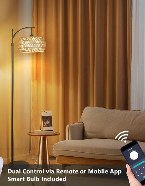 Load image into Gallery viewer, Arc Floor Lamp with Remote Control, Dimmable LED Floor Lamp with 3 Color Temperature Boho Farmhouse Tall Pole Lamp
