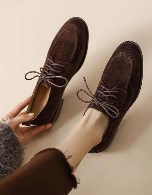 Load image into Gallery viewer, Women’s Retro Deep-Mouth Lace-Up Loafers
