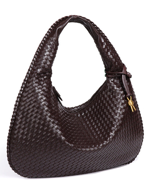 Load image into Gallery viewer, Crescent shaped women's bag hand woven hand-held dumpling bag fashionable single shoulder armpit bag
