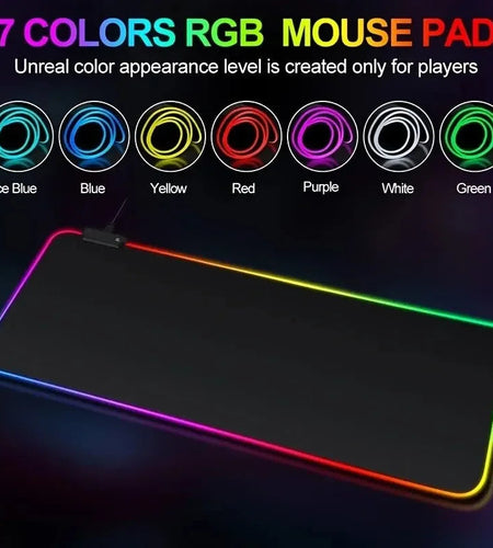 1Pc Fashion Large Gaming Office Work Mouse Pad Light Modes Touch Control Extended Soft Computer Keyboard Mat NonSlip Rubber Base