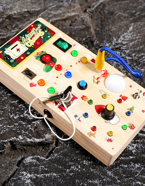 Load image into Gallery viewer, Christmas Gift Children's Early Education Wooden Switch Plug Power LED Light Busy Board Toy
