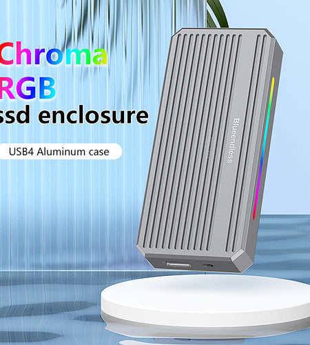 USB4 hard drive box M2 NVME solid-state drive reader 40G Thunderbolt 4 portable hard drive box with RGB light external