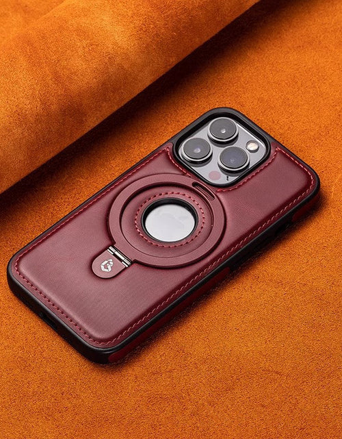 Load image into Gallery viewer, Suitable for Apple 16Promax phone case leather magnetic bracket iPhone 15 anti drop protective case
