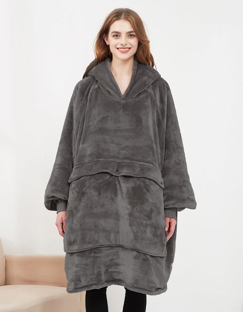 Load image into Gallery viewer, USB carbon fiber heated lazy blanket can be worn in winter, thick heating, washable lazy hoodie electric blanket
