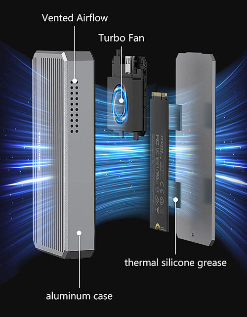 Load image into Gallery viewer, USB4 hard drive box M2 NVME solid-state drive reader 40G Thunderbolt 4 portable hard drive box with RGB light external

