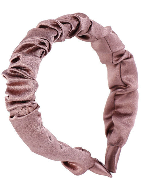Load image into Gallery viewer, Multi color retro solid satin pleated hair compression headband
