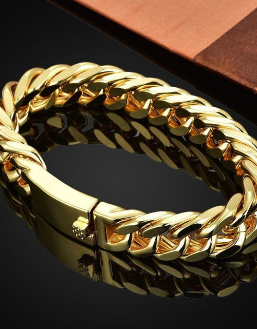 Load image into Gallery viewer, Fashionable 18K gold plated men's electroplated alloy double buckle bracelet
