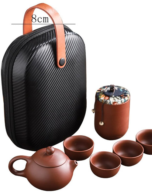 Load image into Gallery viewer, Purple Sand Tea Cups Ceramic Portable Teapot Set Outdoor Travel Gaiwan Tea Cups of Tea Ceremony Teacup Fine Gift Kung Fu Tea Set
