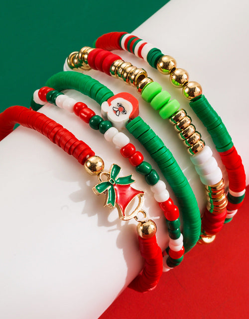 Load image into Gallery viewer, Christmas Bracelet Set Alloy Elk Bell Accessories Fashionable and Colorful Soft Ceramic Bracelet for Women
