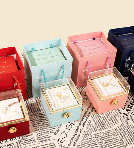 360° Flip Rose Gift Box Necklace Ring Gift Box For Women Girlfriend 2024 Hot Best Valentine Mother Day Birthday Gift Decoration