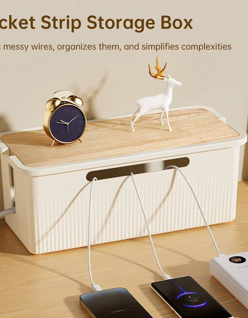 Load image into Gallery viewer, Desktop Plug Socket &amp; Cable Organizer – Black/White Storage Box for Charging/Data Cables
