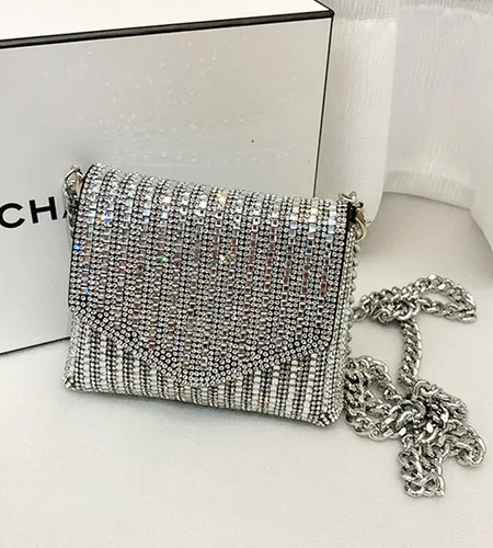 Bling Chain Crossbody Bag - Mini Rhinestone Evening Purse