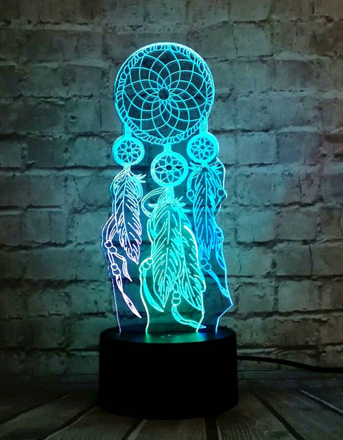 Load image into Gallery viewer, H Valentine Wind Chimes Table Lamp Switch Dream Catcher 3D Touch Night Light Bedroom Party Desk Decor Lamp Girls xmas
