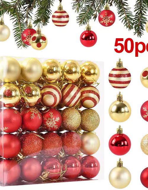 Load image into Gallery viewer, 50 pcs/box: 2025 Gold Red Hanging Christmas Tree Ball Ornaments, 2026 Home Holiday Decorations &amp; New Year Gifts
