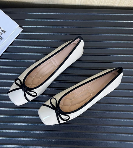 Women's Korean Style Square Toe Soft Sole Slip-On Flats – Wide Size