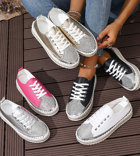 Women’s Plus Size White Sneakers – Chunky Sole Casual Everyday Shoes