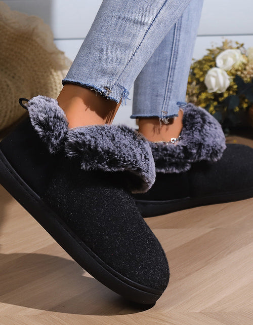 Load image into Gallery viewer, Women’s Felt-Fur Collar Indoor Winter Shoes | Cozy Slip-Ons
