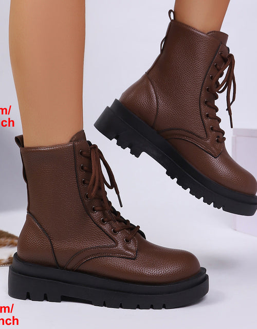 Load image into Gallery viewer, Women’s Plus Size Chunky Sole Lace-Up Ankle Boots
