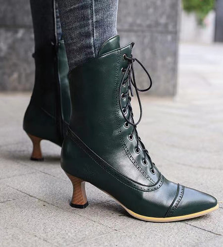Women’s High Heel Martin Boots – British Style Motorcycle Fashion