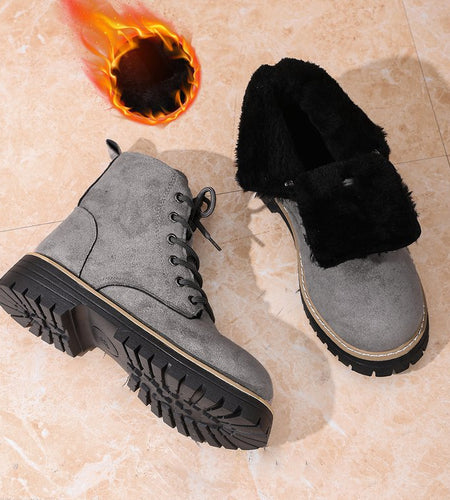 Women’s Lace-Up Suede Fleece-Lined Ankle Boots | Cozy Winter Boots