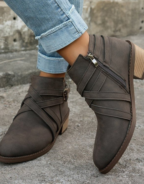 Load image into Gallery viewer, Women’s Retro High-Heel Ankle Boots – Chic Suede Single Boots
