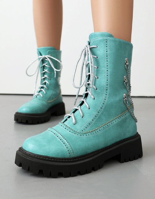 Load image into Gallery viewer, Women’s Chunky Heel Mid-Calf Dr. Style Boots – Large Size Fall &amp; Winter Boot
