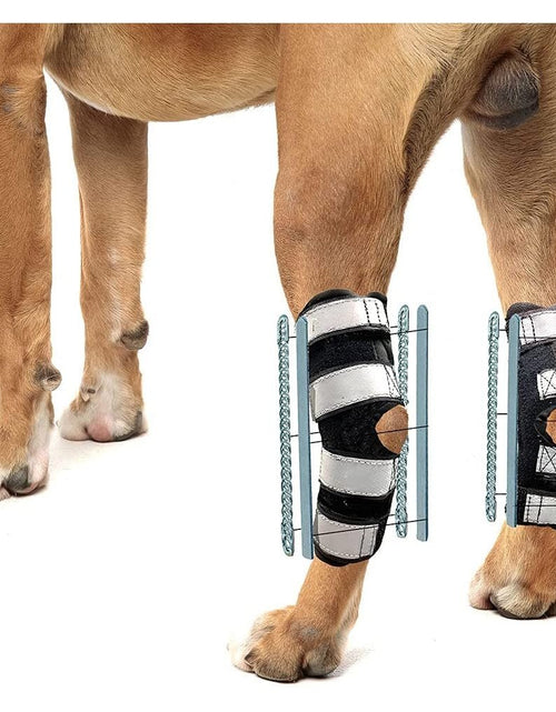 Load image into Gallery viewer, NeoAlly 3-in-1 Long Rear Leg Hock Brace - Rigid and Spring Inserts | Safety Reflective Straps [Long Version] (Pair)
