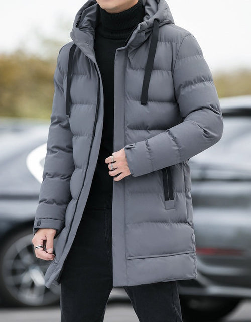 Load image into Gallery viewer, Loose men's medium to long thick warm casual fashion cotton jacket hooded cotton jacket for men
