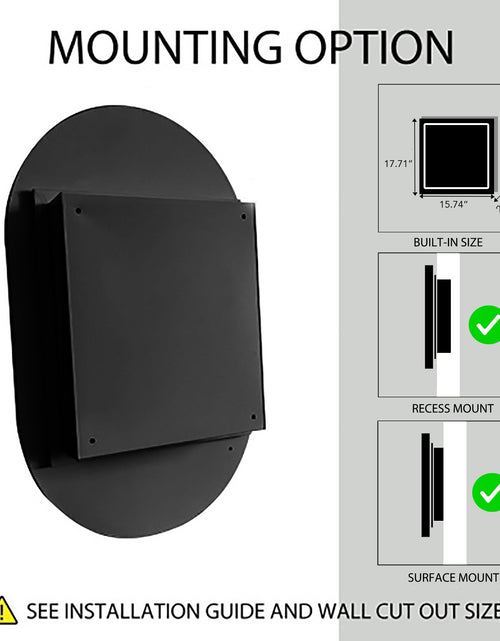 Load image into Gallery viewer, 20x34 inch oval embedded medicine cabinet, metal frame bathroom cabinet with mirror and adjustable shelf matte black
