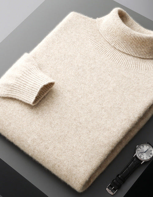 Load image into Gallery viewer, Men's high collar pullover sweater for autumn and winter, loose knit base sweater for men
