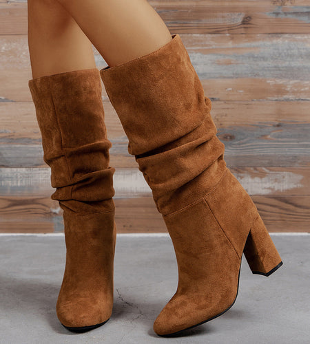 European & American Slip-On High Heel Fashion Boots – Women’s Elegant Booties