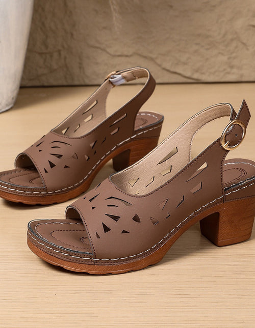 Load image into Gallery viewer, Retro Hollow-Out Buckle Strap Open-Toe Sandals – 4 Colors EU 36–43
