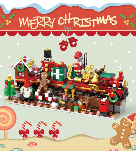 Christmas Building Blocks, 24 Days Countdown Calendars Blind Box, Christmas Trains Santa Claus Railcar Building Bricks