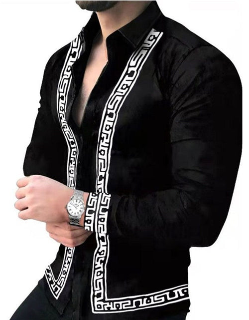 Load image into Gallery viewer, Fashionable printed middle-aged and young men's long sleeved shirt
