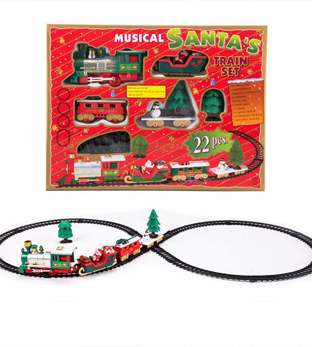2025 Christmas Train & Tree Decor Set - Track Train with Music, Santa Theme, Kids Gift