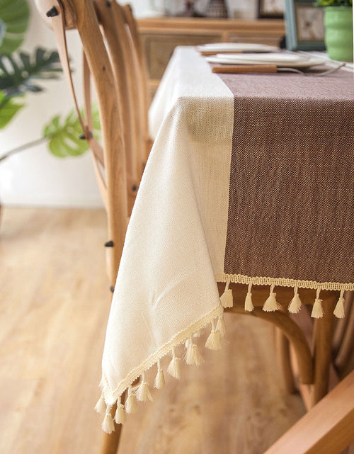 Load image into Gallery viewer, 90*90 cm Plaid Decorative Linen Tablecloth With Tassel Waterproof Oilproof Thick Rectangular Wedding Dining Table Cover Tea Table Cloth
