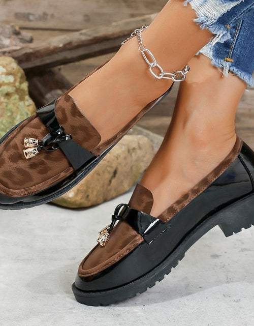 Load image into Gallery viewer, Women's Korean Style Leopard Print Buckle Loafers – Mid-Heel Non-Slip Casual Shoes
