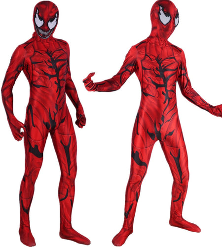 Unisex Adult Kids Carnage Cletus Kasady Super Villain Cosplay Costume Zentai Bodysuit Suit Jumpsuits Halloween