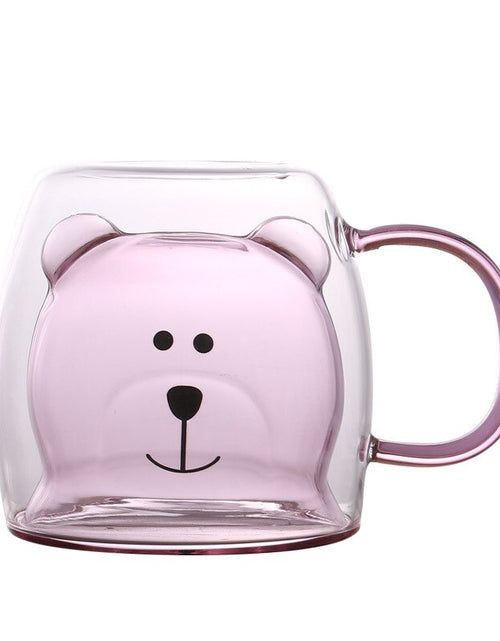 Load image into Gallery viewer, Creative Cute Bear Coffee Mugs Double Glass Cup Animal Double-layer Milk Juice Tea Mug Cup Lady Valentine's Day Christmas Gift
