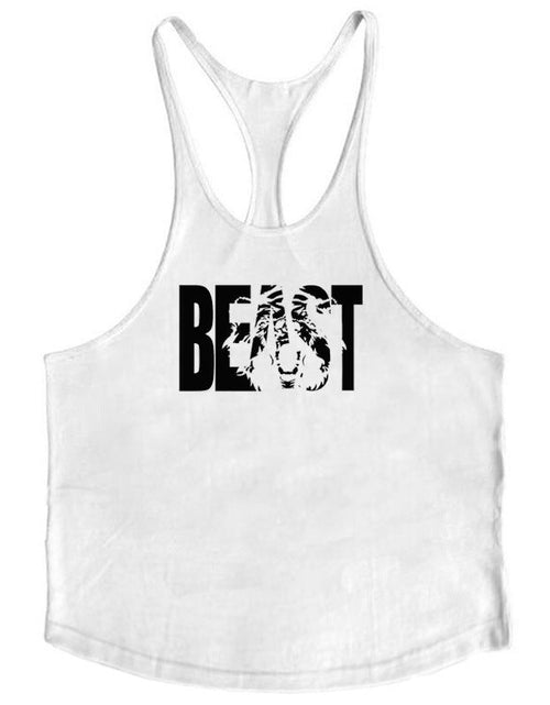 Load image into Gallery viewer, Letter printed men's fitness sports vest slim shoulder strap I-shaped vest cotton
