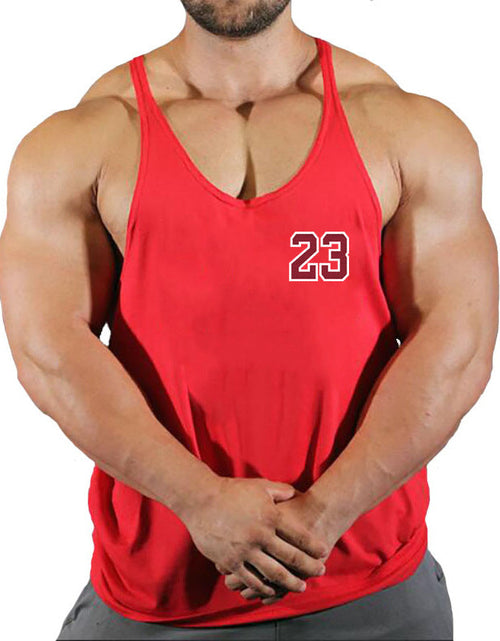 Load image into Gallery viewer, Sportswear vest men's round neck men's cotton vest loose shoulder sleeveless basketball suit

