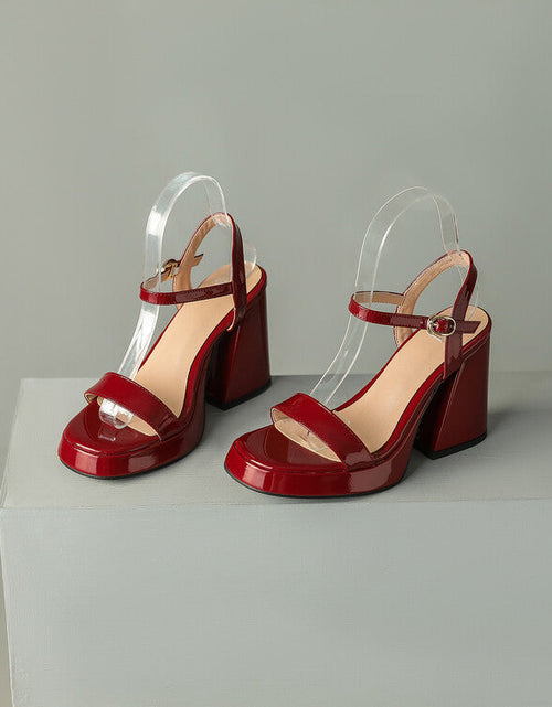 Load image into Gallery viewer, Women's Round Toe Chunky Heel Sandals – Buckle Strap Block Heel
