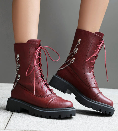 Women’s Chunky Heel Mid-Calf Dr. Style Boots – Large Size Fall & Winter Boot