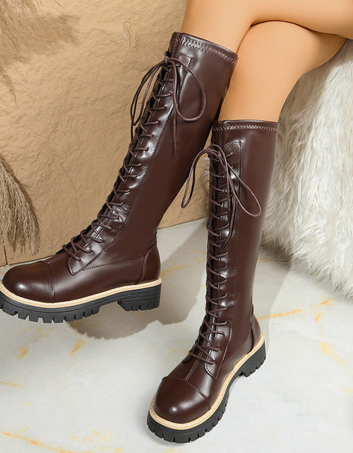 Load image into Gallery viewer, Women’s Plus Size Chunky Heel Platform Over-the-Knee Boots – Stylish Tall Boots
