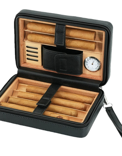 Load image into Gallery viewer, Cigar Box Zipper Pack 6-pack Convenient Cigar Box Cigarette Box Smoking Accessories Cedar Wood Material Set
