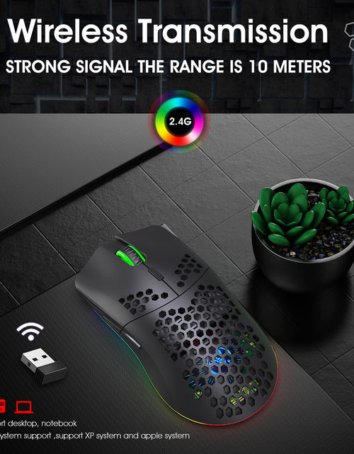 Load image into Gallery viewer, Lightweight hollow hole mouse RGB wireless 2.4G charging game light computer office mouse
