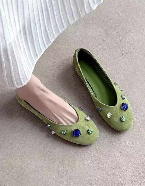 Load image into Gallery viewer, Women's French Rhinestone Gem Slip-On Loafers
