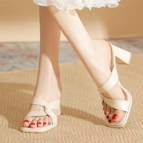 Load image into Gallery viewer, Open-Toe Chunky Heel Sandals – Bold &amp; Trendy Summer Staple
