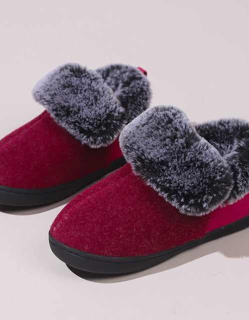Load image into Gallery viewer, Women’s Felt-Fur Collar Indoor Winter Shoes | Cozy Slip-Ons

